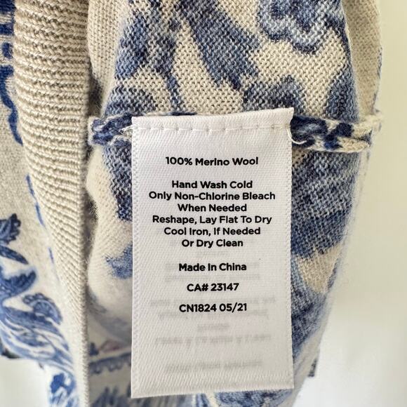 Talbots Women’s MP Puff Sleeve Merino Wool Pullover Floral Print Crewneck Soft - Picture 7 of 9